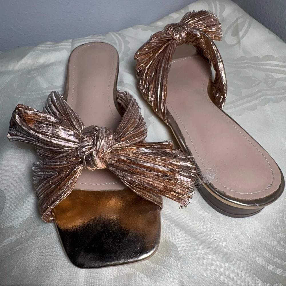Journee Collection Metallic Bow Sandals